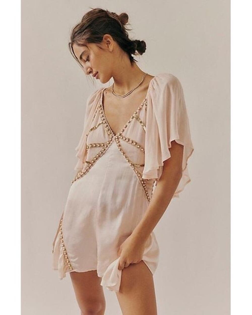 NWT Jen’s Pirate Booty M Natural Saffron Romper